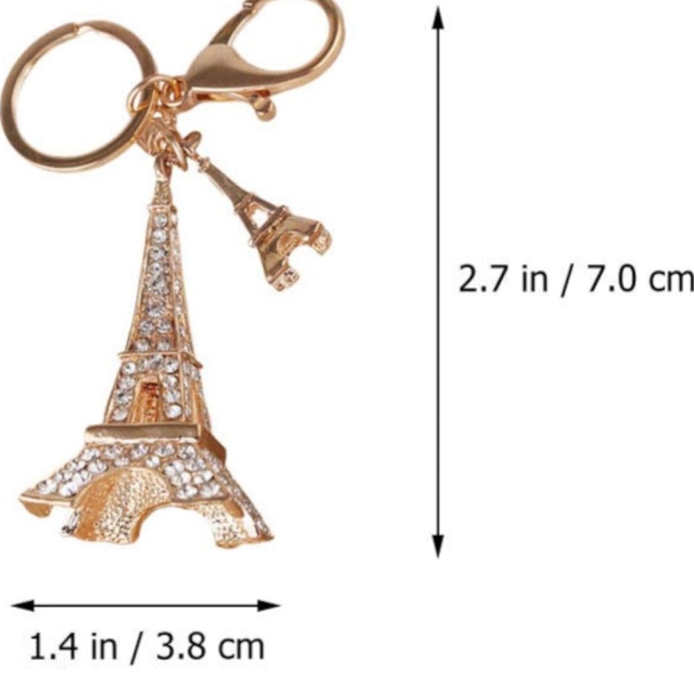 Eiffel Tower purse/bag charm Keychain with Crystals nwt - Picture 7 of 7